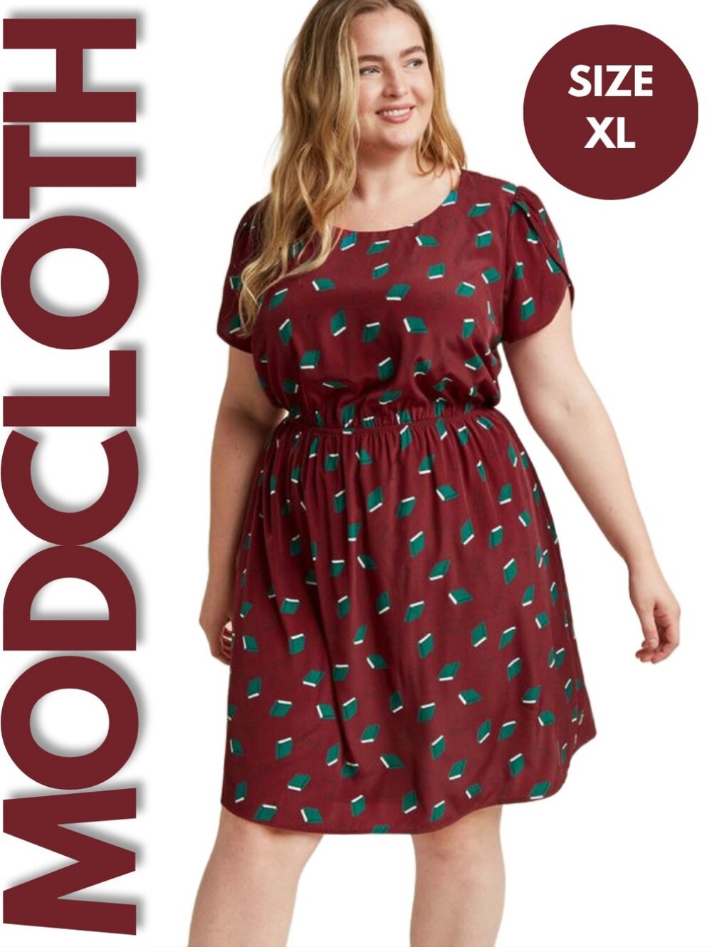 ModCloth Oh My Gosh A Line Book Print Dress Size 1XL